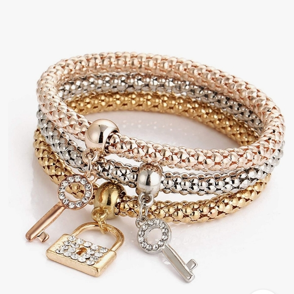 Jewelry - 3 PC/SET Key Lock Stretch Bracelets